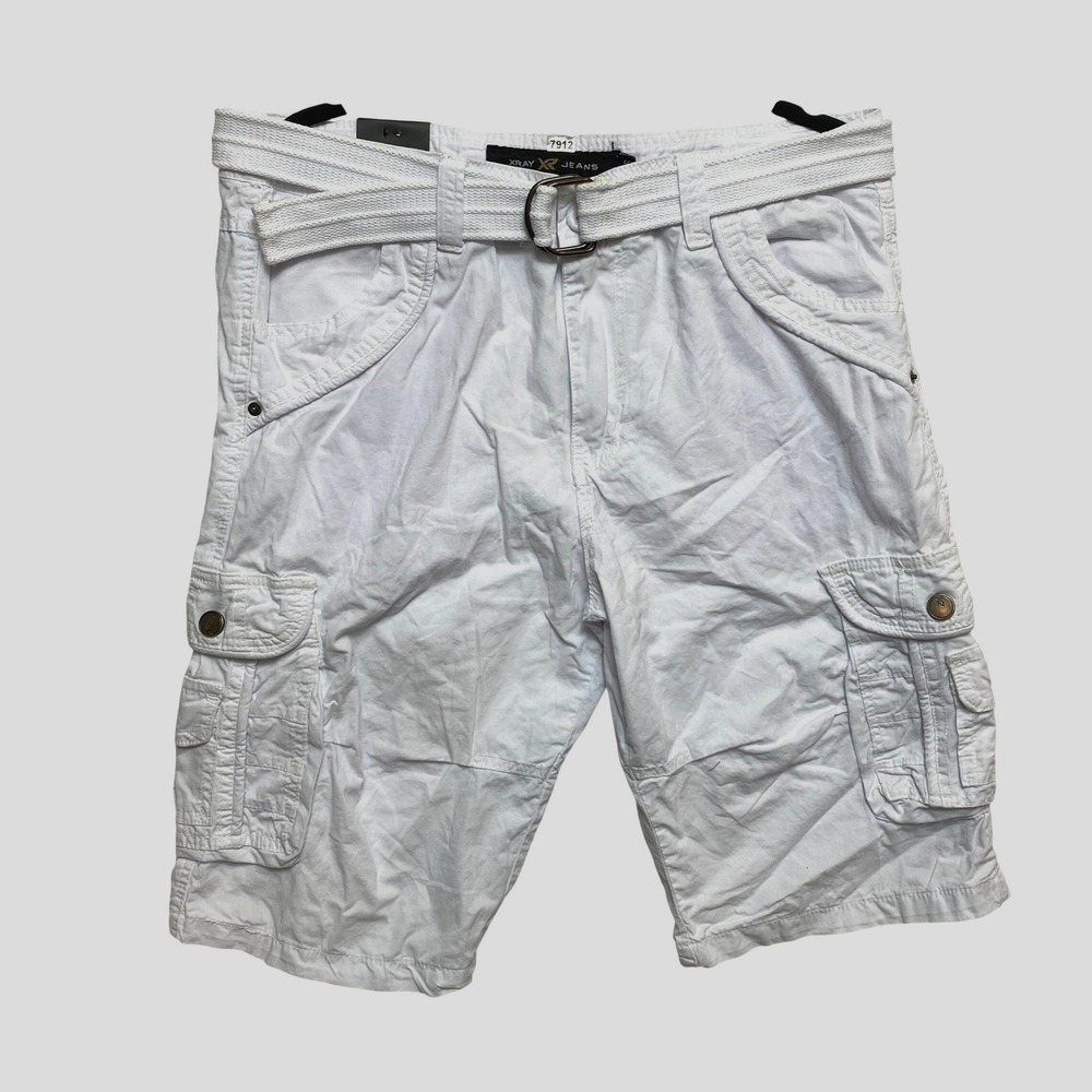 XRAY Y2K Cargo Shorts Mens Size 36 White Canvas Belted